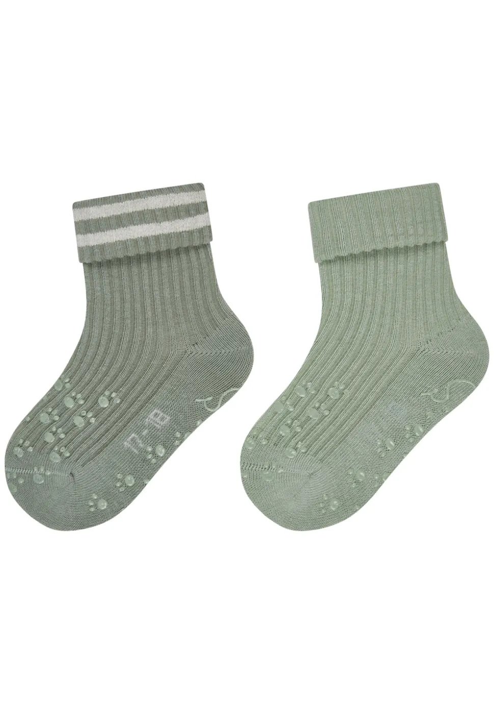 ABS Krabbelsocken 2er Pack Rippe 2-farbig