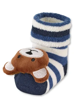 Baby-Rasselsocken Bär – Vollplüsch & Rasselfigur