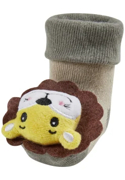 Baby-Rasselsocken Löwe – mit Umschlag & Innenfrottee