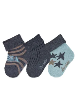 Babysocken 3er-Pack Bagger, uni und Sterne