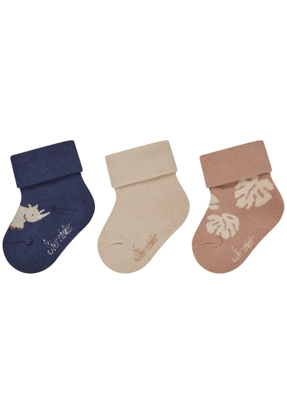 Baby Socken 3er Pack Nashorn Blätter