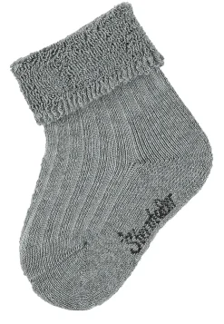 Baby Socken uni mit Umschlag & Innenfrottee