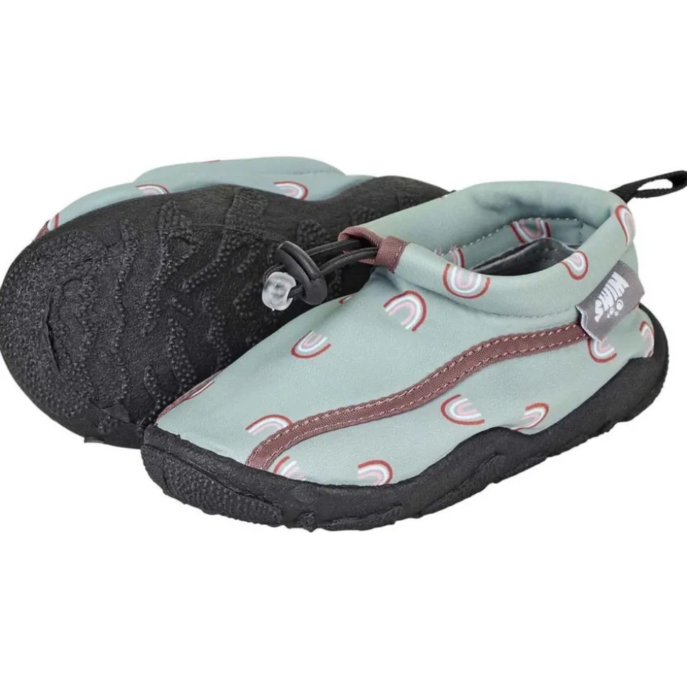 Badeschuhe Regenbogen mit Kordelstopper