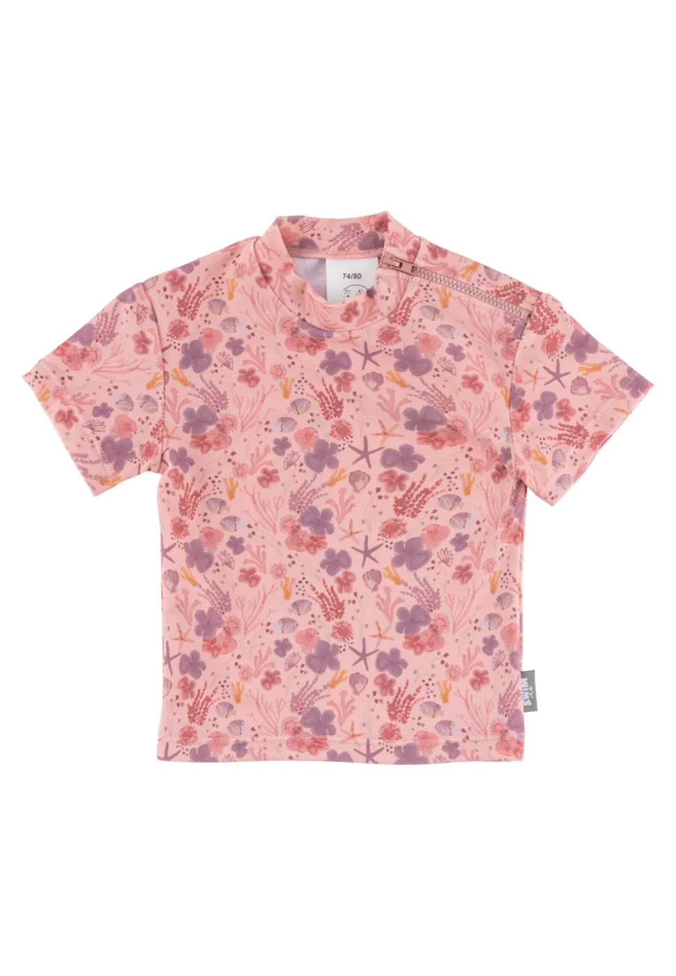 Badeshirt Koralle kurzarm UV 50+ mit Reißverschluss