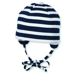 Beanie mit Umschlag, gestreift