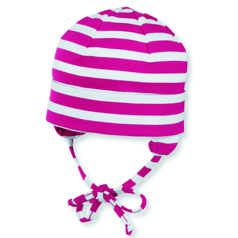 Beanie mit Umschlag, gestreift