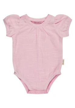 Body Leinenoptik uni mit Puffärmeln
