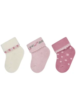 Erstlingssocken 3er Pack Blumen Punkte