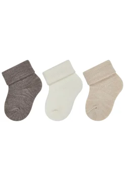 Erstlingssocken 3er-Pack uni Wolle