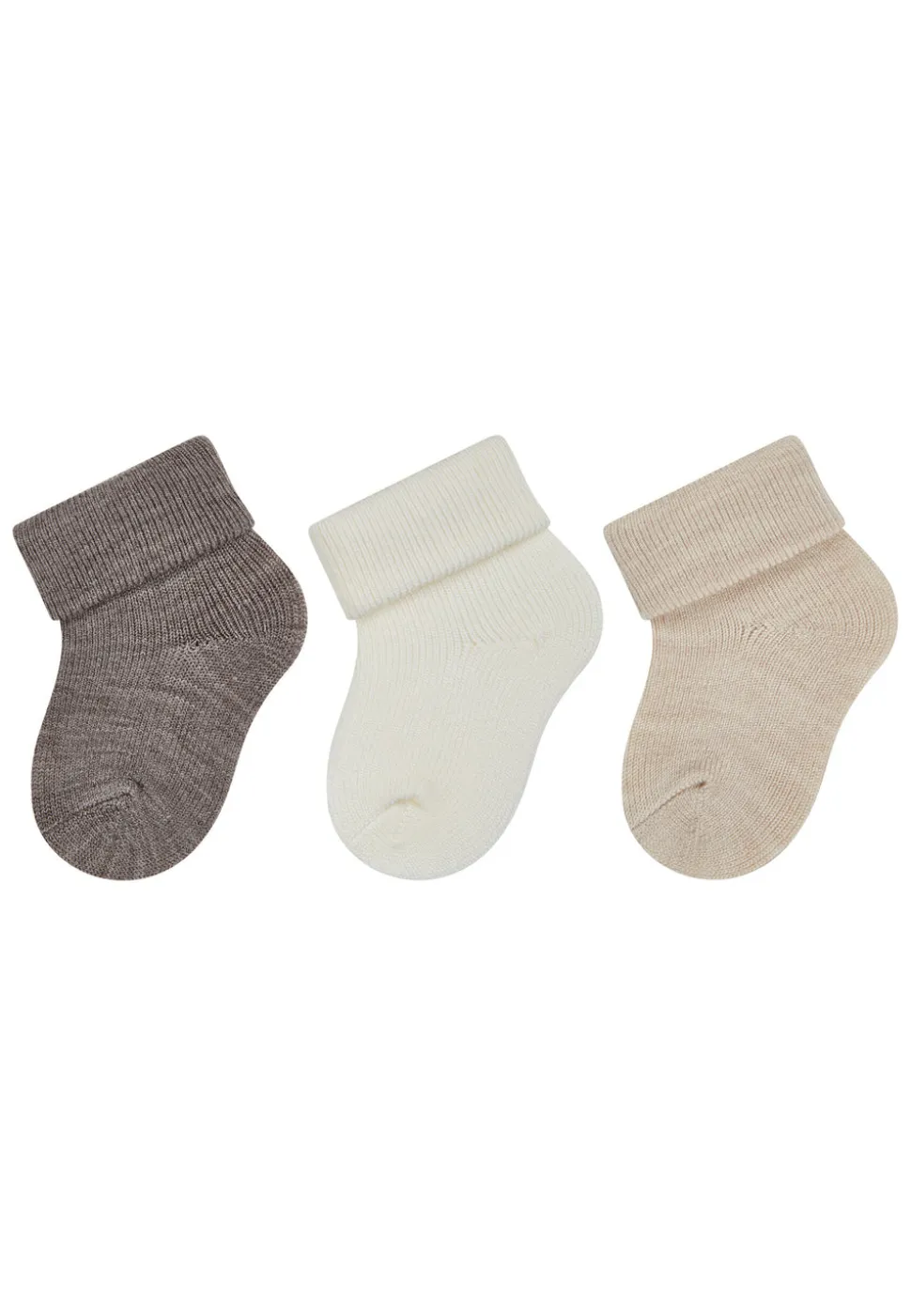 Erstlingssocken 3er-Pack uni Wolle