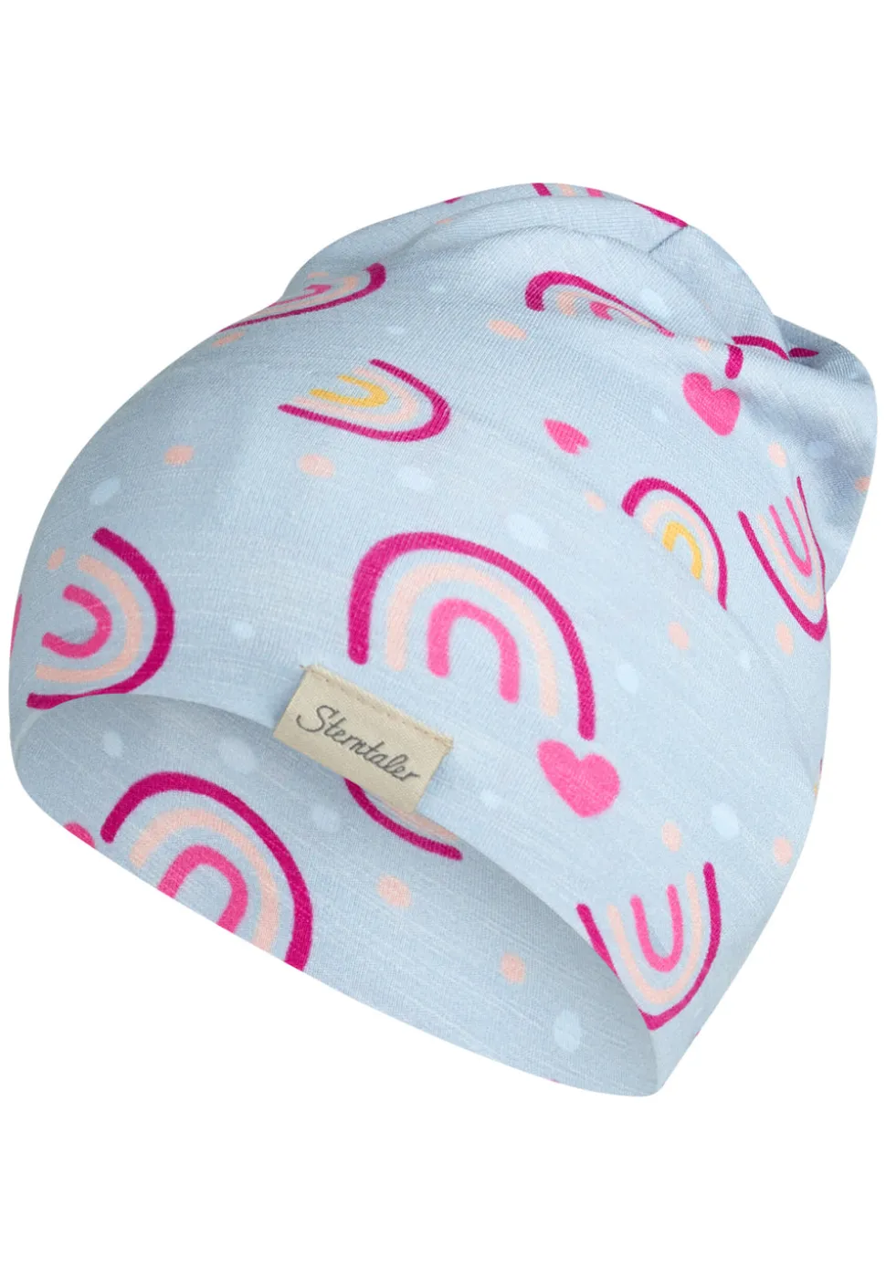 Flammgarn-Beanie mit Regenbögen