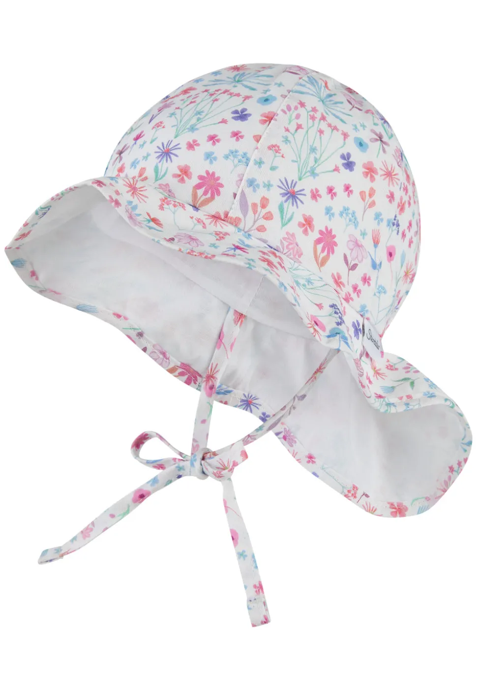 Floral gemusterter Sonnenhut mit Nackenschutz