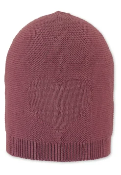 GOTS Strickmütze in Rosa mit eingestricktem Herz