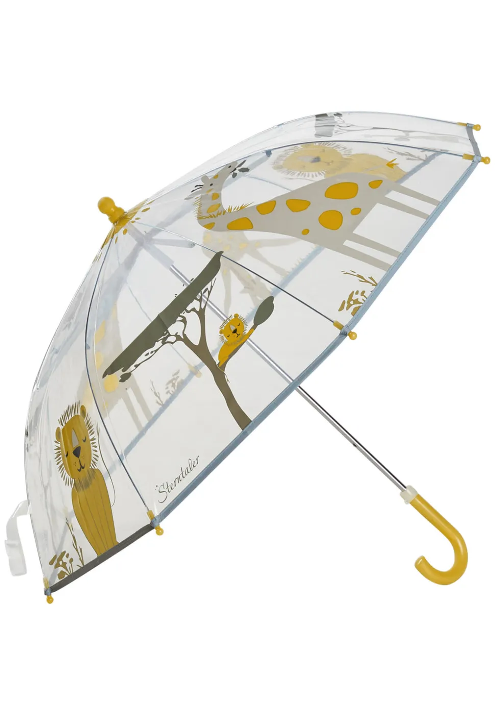 Kinder Regenschirm Safari transparent mit Löwe und Giraffe