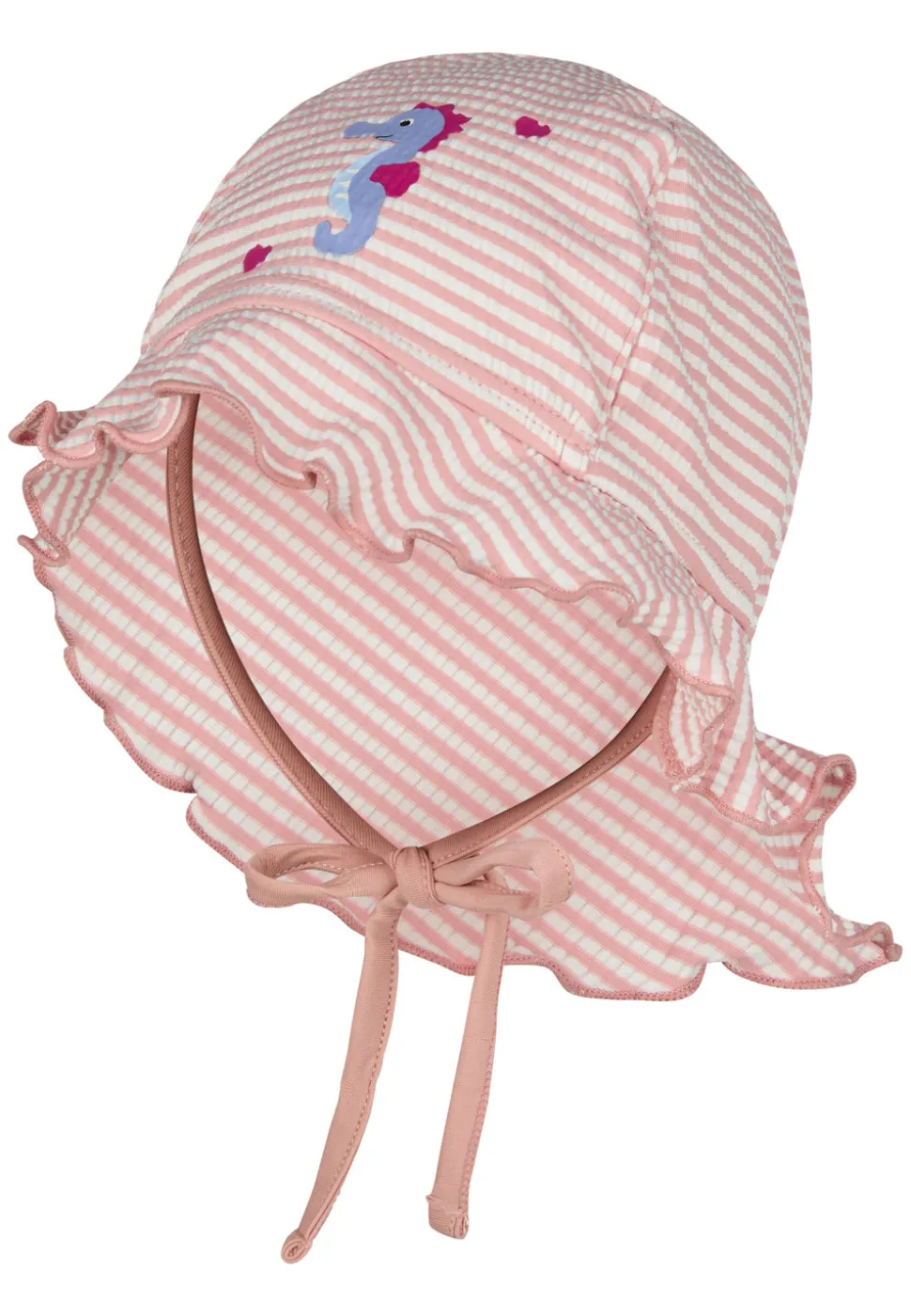 Schirmmütze mit Nackenschutz Seersucker Seepferdchen