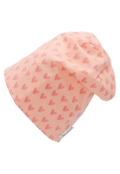 Slouch-Beanie mit Herzen – elastischer Bio-Jersey