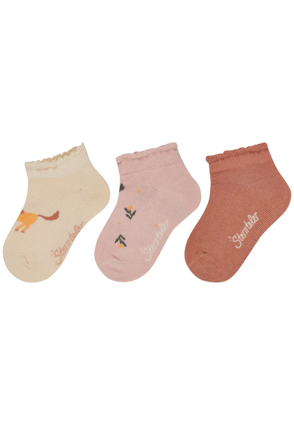 Sneaker Socken 3er Pack Pferd und Blumen