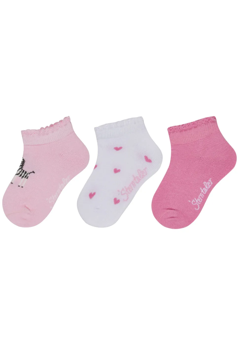 Sneaker Socken 3er Pack Zebra und Herzen
