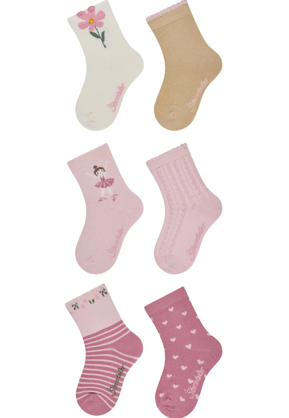 Socken 6er Pack Blumen Herzen