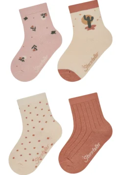 Socken 4er Pack mit Kaktus- und Blumenmotiven