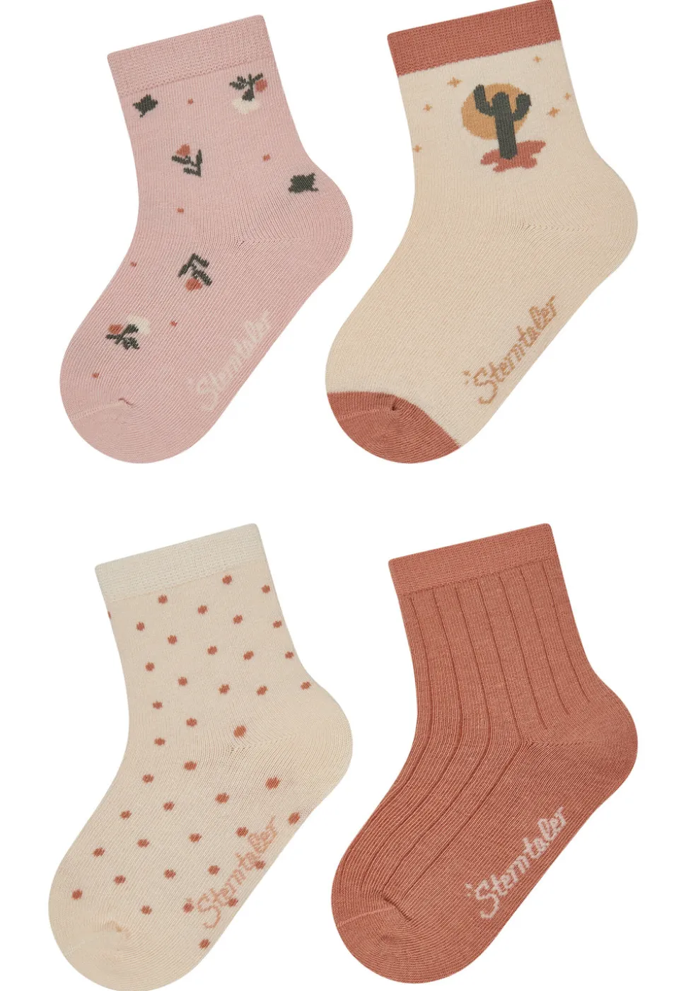 Socken 4er Pack mit Kaktus- und Blumenmotiven