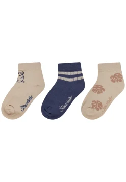 Socken kurz 3er Pack Tiger Blätter