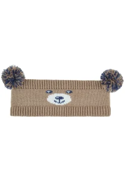 Stirnband Bär mit Pompons und Fleece