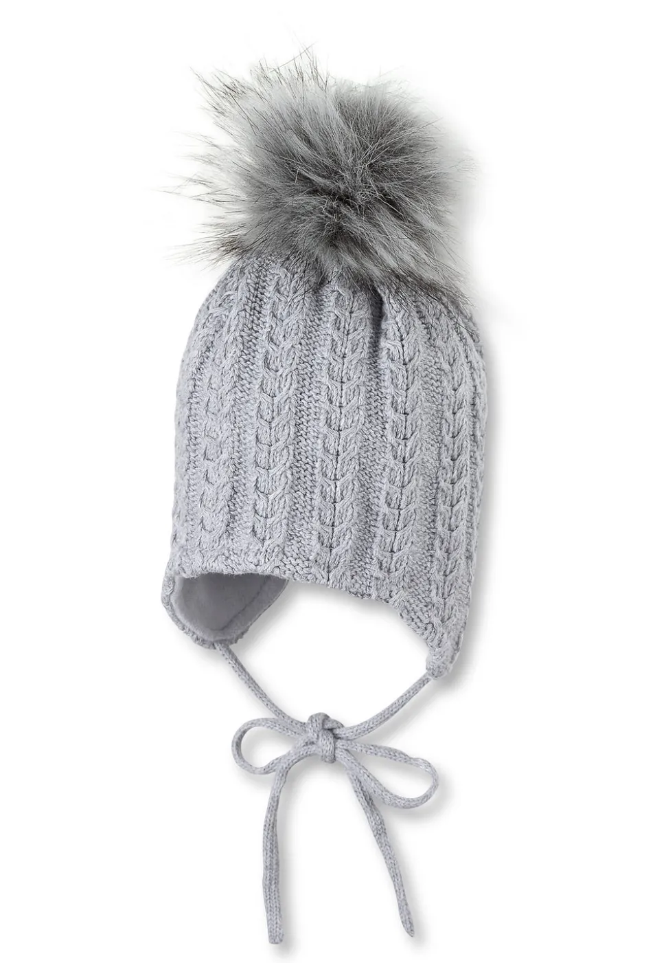 Strickmütze mit Kunstpelz-Pompon