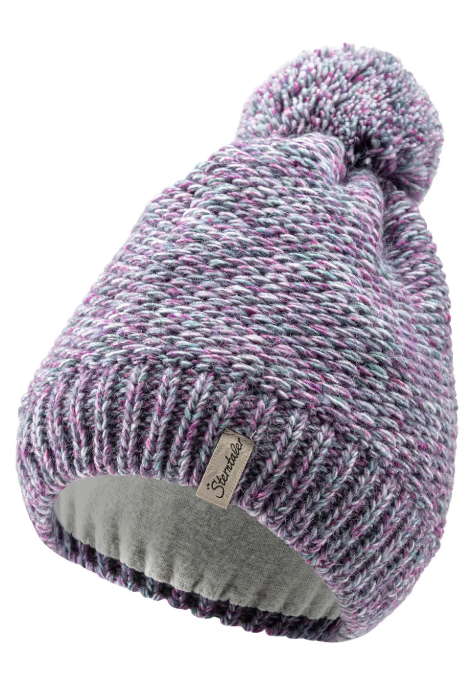 Strickmütze Multicolor mit Bommel